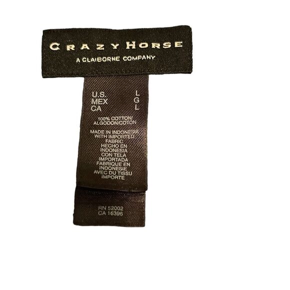 Crazy Horse Mens White & Black Grid Print Long-Sleeve Button-Down Shirt Large - Picture 9 of 16